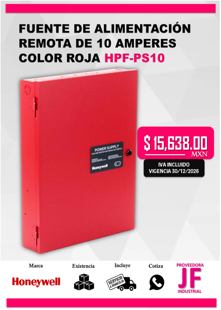 Fuente de Alimentación 10 amperes Roja Honeywell HPF-PS10 Honeywell HPF-PS10